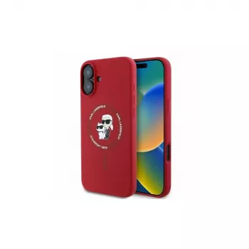 Karl Lagerfeld KLHMP16SSCMKCRHR iPhone 16 6,1 ιντσών Κόκκινη Θήκη Σιλικόνης με Karl & Choupette Ring και MagSafe