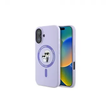 Karl Lagerfeld KLHMP16MSCMKCRHU Σκληρή θήκη Σιλικόνης MagSafe Θήκη για iPhone 16 Plus 6,7 ιντσών Μωβ Karl & Choupette Ring