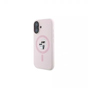 Karl Lagerfeld iPhone 16 Plus 6,7 inch Θήκη Σιλικόνης Hardcase με Δακτύλιο και MagSafe - Ροζ