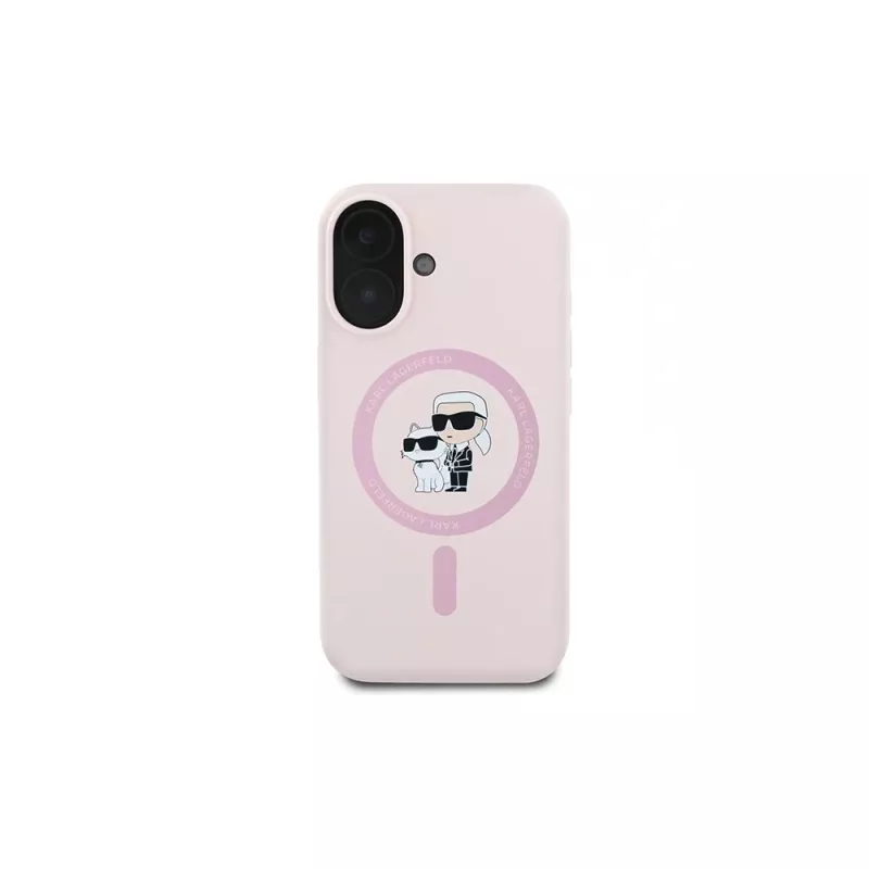 Karl Lagerfeld iPhone 16 Plus 6,7 inch Θήκη Σιλικόνης Hardcase με Δακτύλιο και MagSafe - Ροζ