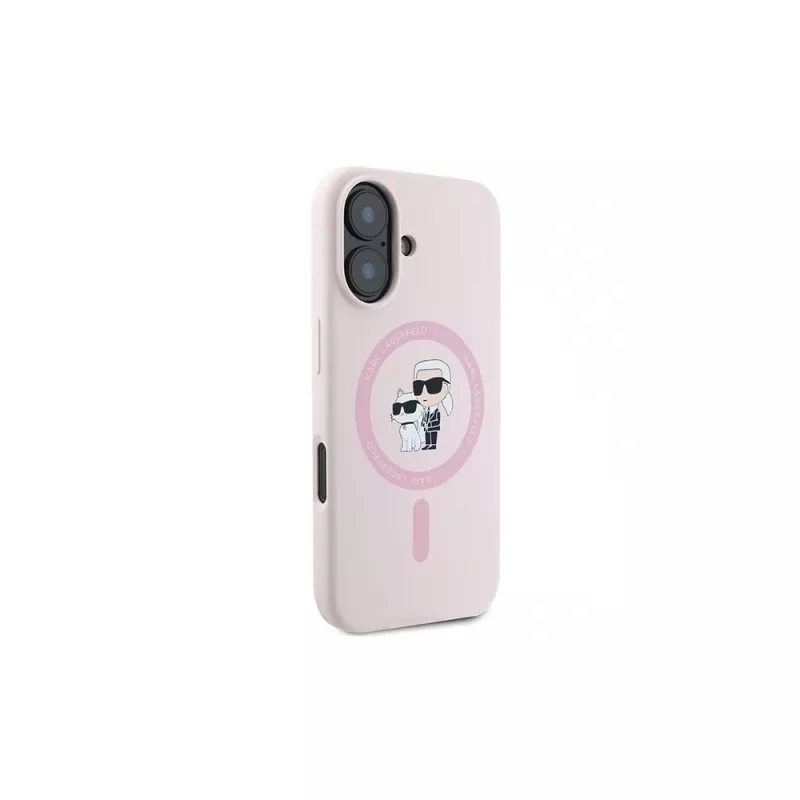 Karl Lagerfeld iPhone 16 Plus 6,7 inch Θήκη Σιλικόνης Hardcase με Δακτύλιο και MagSafe - Ροζ