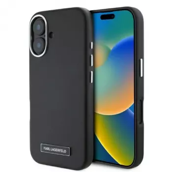 Karl Lagerfeld KLHMP16SPGMSRPK iPhone 16 6,1 inch Μαύρη Θήκη Hardcase με Μεταλλική Πλάκα MagSafe