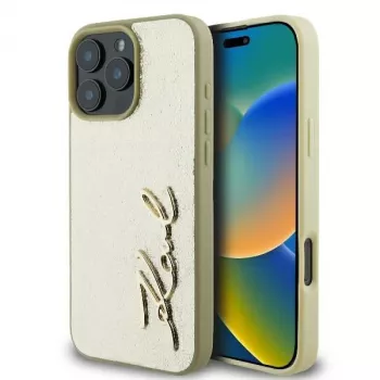 Karl Lagerfeld Θήκη Hardcase Metal Signature για iPhone 16 Pro 6,3 inch Χρυσή
