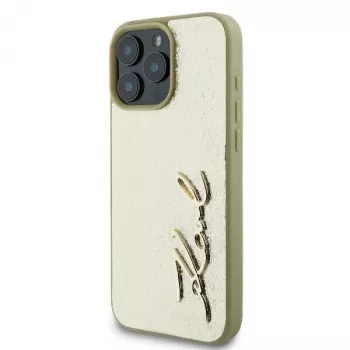 Karl Lagerfeld Θήκη Hardcase Metal Signature για iPhone 16 Pro 6,3 inch Χρυσή