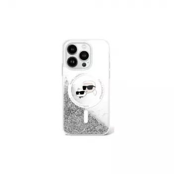 Karl Lagerfeld Θήκη MagSafe Liquid Glitter Karl & Choupette Head για iPhone 16 (Διάφανη)