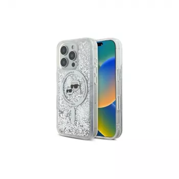 Karl Lagerfeld Θήκη MagSafe Liquid Glitter Karl & Choupette Head για Apple iPhone 16 Pro