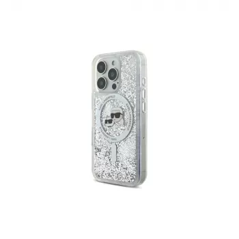 Karl Lagerfeld Θήκη MagSafe Liquid Glitter Karl & Choupette Head για Apple iPhone 16 Pro