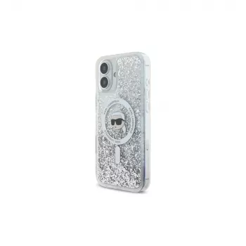 Karl Lagerfeld Θήκη Hardcase MagSafe Liquid Glitter Karl Head για iPhone 16 Plus, Διάφανη