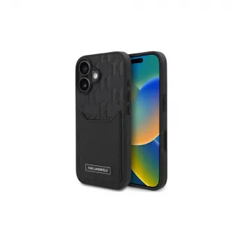 Karl Lagerfeld iPhone 16 6.1 Θήκη Hardcase με Θήκες Καρτών Monogram Μαύρη