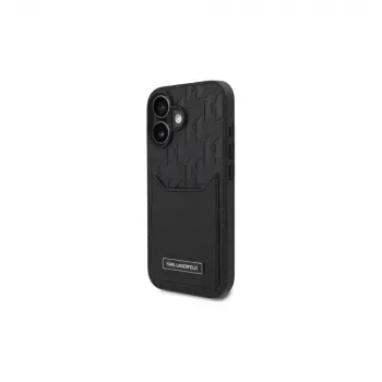 Karl Lagerfeld iPhone 16 6.1 Θήκη Hardcase με Θήκες Καρτών Monogram Μαύρη