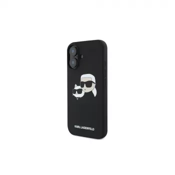 Karl Lagerfeld iPhone 16 Plus 6,7 inch Μαύρη Θήκη Hardcase Σιλικόνης Double Heads Print MagSafe