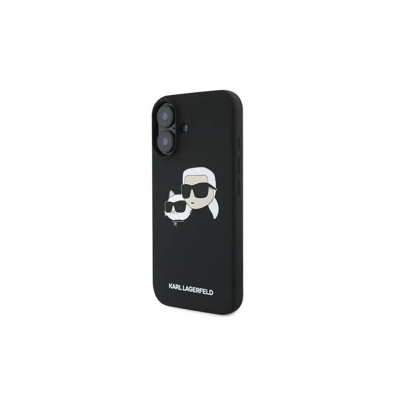 Karl Lagerfeld iPhone 16 Plus 6,7 inch Μαύρη Θήκη Hardcase Σιλικόνης Double Heads Print MagSafe