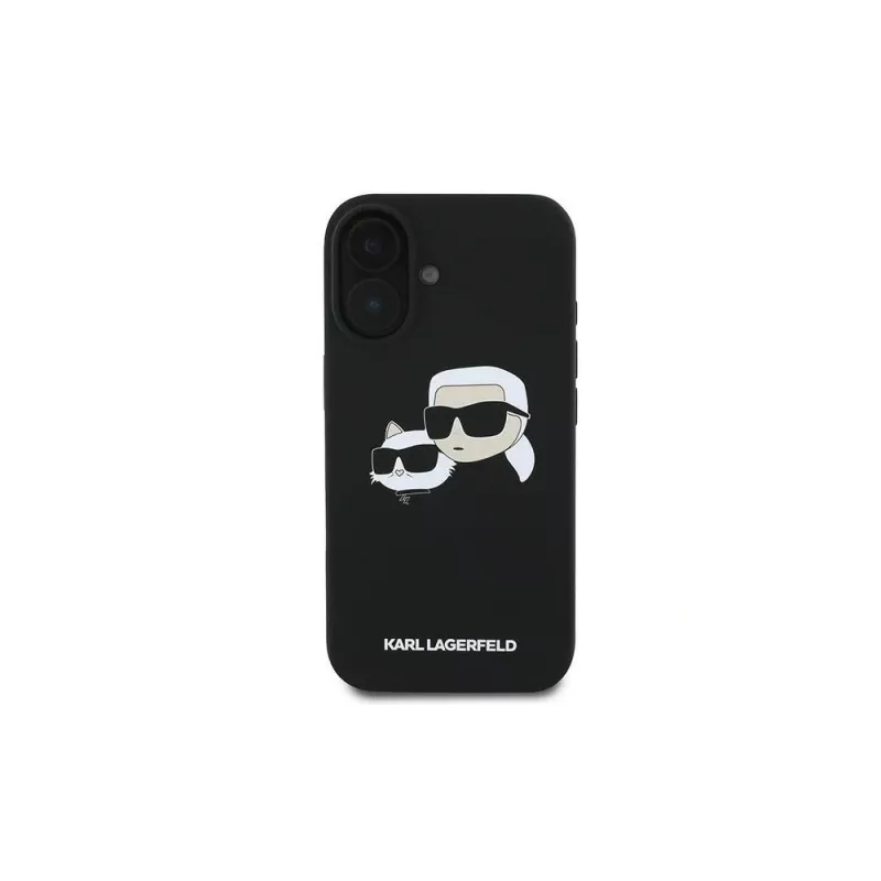 Karl Lagerfeld iPhone 16 Plus 6,7 inch Μαύρη Θήκη Hardcase Σιλικόνης Double Heads Print MagSafe