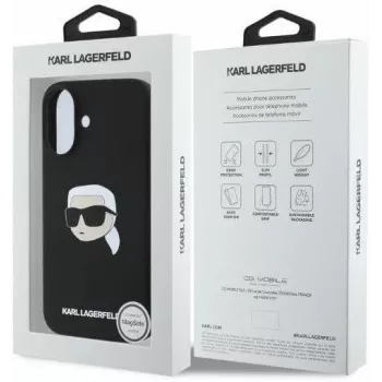 Karl Lagerfeld KLHMP16SSKHPPLK iPhone 16 6,1 Μαύρη Θήκη Hardcase Σιλικόνης με Karl Head Print και MagSafe