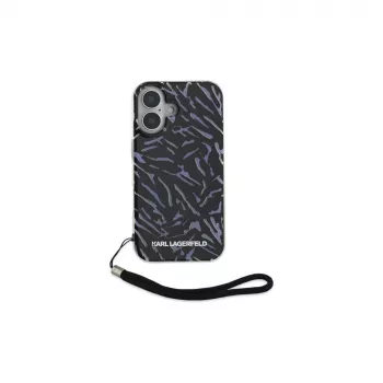 Karl Lagerfeld Θήκη Zebra With Cord για Apple iPhone 16 - Μωβ