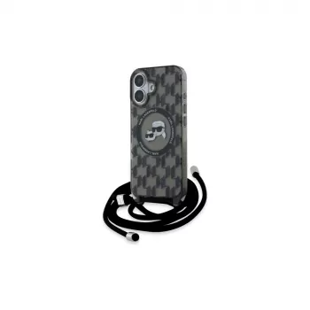 Karl Lagerfeld KLHMP16SHCKCKLCK iPhone 16 6,1 Μαύρη Θήκη Hardcase IML Crossbody Monogram Karl & Choupette Head MagSafe