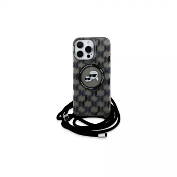 Karl Lagerfeld KLHMP16XHCKCKLCK iPhone 16 Pro Max 6,9 inch Μαύρη Θήκη Hardcase IML Crossbody Monogram Karl & Choupette Head MagSafe