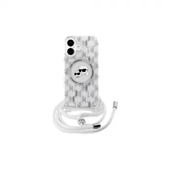 Karl Lagerfeld KLHMP16SHCKCKLCT iPhone 16 6,1 inch Διάφανη Θήκη Hardcase IML Crossbody Monogram Karl & Choupette Head MagSafe