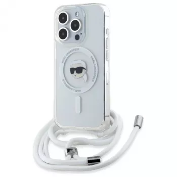 Karl Lagerfeld iPhone 16 Pro Θήκη Hardcase Διάφανη Crossbody IML Karl Head MagSafe