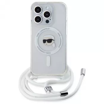 Karl Lagerfeld iPhone 16 Pro Θήκη Hardcase Διάφανη Crossbody IML Karl Head MagSafe