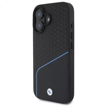 BMW Sign Leather Textured And Line Σκληρή θήκη MagSafe για Apple iPhone 16 6,1 inch - Μαύρο