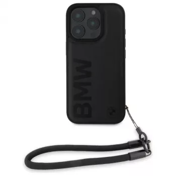 BMW Signature Leather Wordmark Cord Σκληρή θήκη για Apple iPhone 16 Pro 6,3 inch - Μαύρο