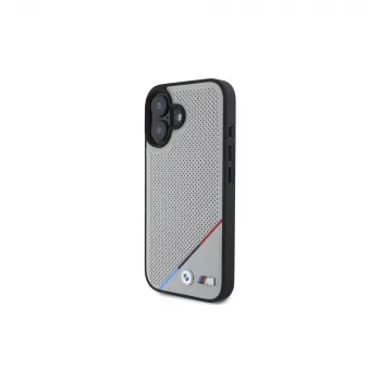 BMW M Perforated Tricolor Line Σκληρή θήκη MagSafe για Apple iPhone 16 6,1 inch - Γκρι