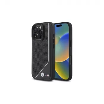 BMW M Perforated Twisted Line Σκληρή θήκη MagSafe για iPhone 16 Pro (6,3 inch) - Μαύρο