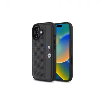 BMW BMHCP16S23PUPVA iPhone 16 6,1 inch Ανθρακί σκληρή θήκη M Perforated Tricolor Detail Line