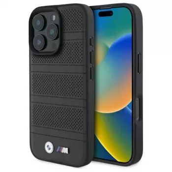 BMW M Perforated And Stitched Line Σκληρή θήκη MagSafe για iPhone 16 Pro Max 6,9 inch Μαύρο