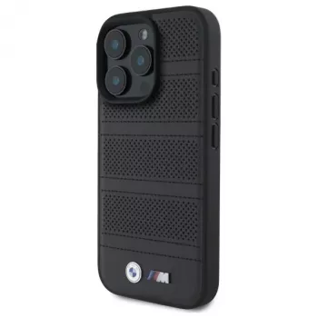BMW M Perforated And Stitched Line Σκληρή θήκη MagSafe για iPhone 16 Pro Max 6,9 inch Μαύρο