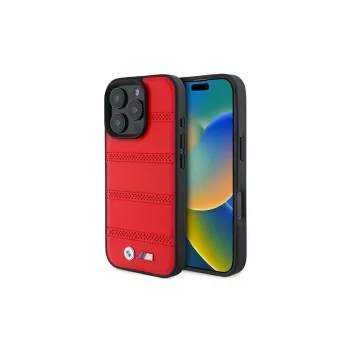 BMW M Collection Perforated and Stitched Line Θήκη Hard Case για Apple iPhone 16 Pro 6,3 ίντσες Κόκκινο MagSafe