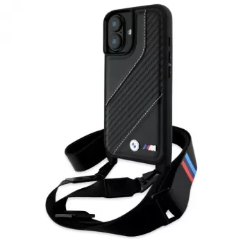 BMW M Edition Carbon Stripe & Strap Σκληρή θήκη για iPhone 16 6,1 inch - Μαύρο