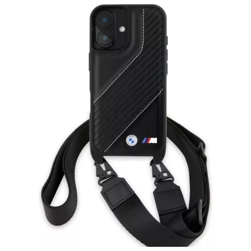 BMW M Edition Carbon Stripe & Strap Σκληρή θήκη για iPhone 16 6,1 inch - Μαύρο