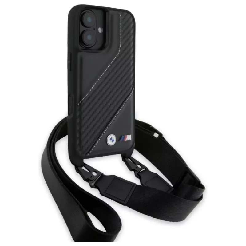 BMW M Edition Carbon Stripe & Strap Σκληρή θήκη για iPhone 16 6,1 inch - Μαύρο