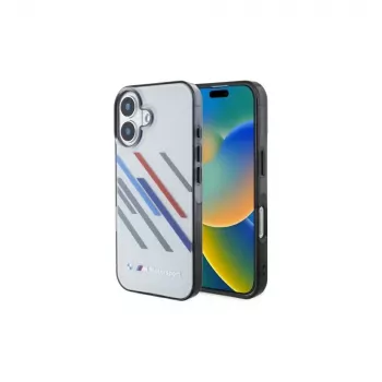 BMW Σκληρή θήκη για iPhone 16 Plus 6,7 inch Γκρι Motorsport IML Random Stripes