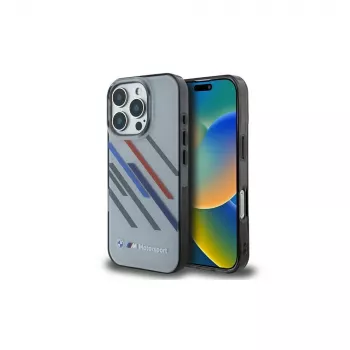 BMW Motorsport Σκληρή θήκη για iPhone 16 Pro 6,3 inch Γκρι IML Random Stripes