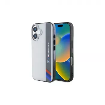 BMW BMHCP16S23HTFEG iPhone 16 6,1 inch Γκρι Θήκη Σκληρή Motorsport IML Κάθετη Ρίγα