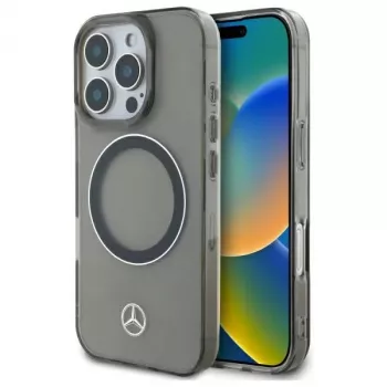 Mercedes-Benz iPhone 16 Pro Max 6,9 inch Σκληρή Θήκη Ασημί Δακτύλιος MagSafe Μαύρο