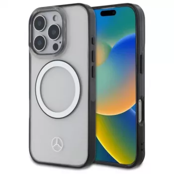 Mercedes-Benz iPhone 16 Pro Max 6,9 inch Διαφανής Σκληρή Θήκη με Εκτυπωμένο Λογότυπο και MagSafe