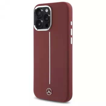 Mercedes-Benz Θήκη Σιλικόνης για iPhone 16 Pro Max 6,9 inch Κόκκινο με Λευκή Ρίγα MagSafe