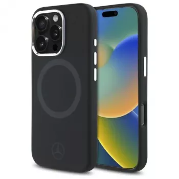 Mercedes-Benz MEHMP16L23SUTTK iPhone 16 Pro 6,3 inch Μαύρη Σκληρή Θήκη Σιλικόνης Tonal Logo MagSafe