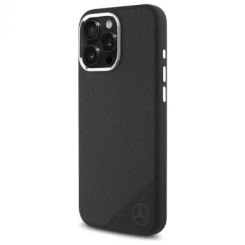 Mercedes-Benz MEHMP16X23SUGDK iPhone 16 Pro Max 6,9 inch Μαύρη Σκληρή Θήκη Σιλικόνης με Tonal Λογότυπο Ξύλινη Υφή MagSafe