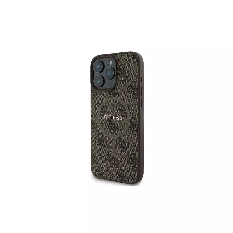 Guess 4G Ring Classic Logo MagSafe Θήκη για iPhone 16 Pro (Καφέ)