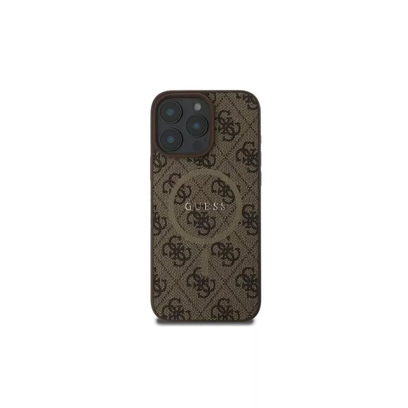 Guess 4G Ring Classic Logo MagSafe Θήκη για iPhone 16 Pro (Καφέ)