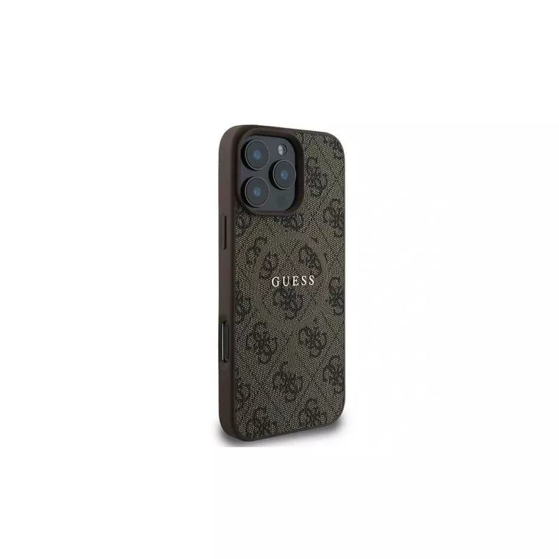 Guess 4G Ring Classic Logo MagSafe Θήκη για iPhone 16 Pro (Καφέ)