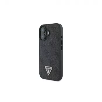 Guess GUHCP16SP4TDSCPK iPhone 16 Σκληρή Θήκη Δέρμα Μεταλλικό Λογότυπο Strass Crossbody Μαύρο
