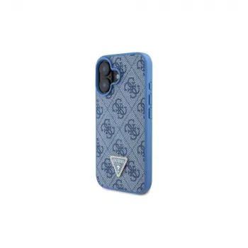 Guess GUHCP16SP4TDSCPB iPhone 16 6,1 inch Μπλε Σκληρή Θήκη Δέρμα Μεταλλικό Λογότυπο Strass Crossbody