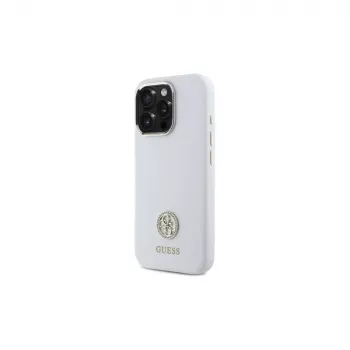 Guess GUHCP16LM4DGPH iPhone 16 Pro 6,3 inch Λευκή Θήκη Σιλικόνης με Λογότυπο Strass 4G