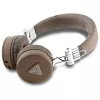 Guess Grained Classic Round Shape Ασύρματα Bluetooth Over-Ear Ακουστικά με ENC, Καφέ
